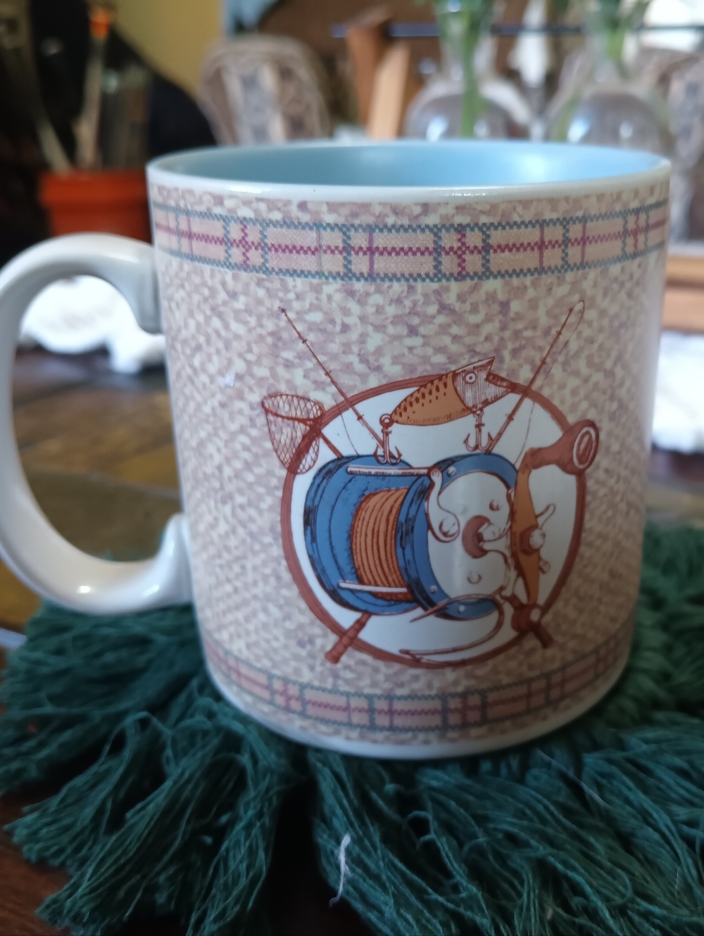 Vintage Russ Berrie Company Fishing Mug